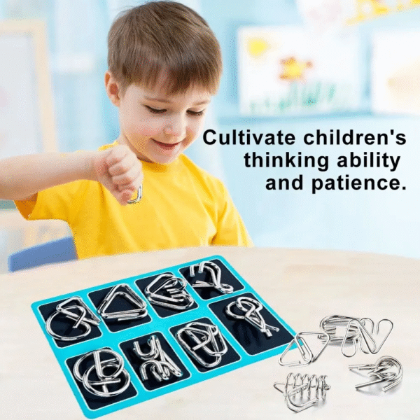 8 Pcs Montessori Series Metal Educational Toys Intelligence Interactive Game Unlock Widgets Kids Stress Relief Unique Toy – Image 2