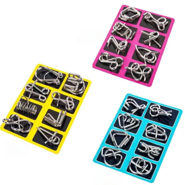 8Pcs/Set Metal Montessori Puzzle Wire IQ Mind Brain Teaser Puzzles Children Adults Interactive Game Reliever Educational Toys – Image 3