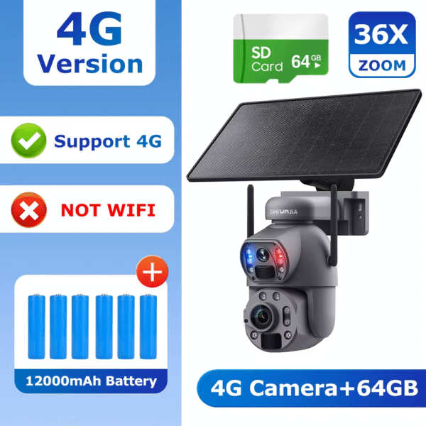 4K 8MP 36X Zoom 4G Solar Camera Dual Lens Dual PIR Humanoid Tracking Outdoor PTZ Security Cameras 12000Ma Batterys – Image 13
