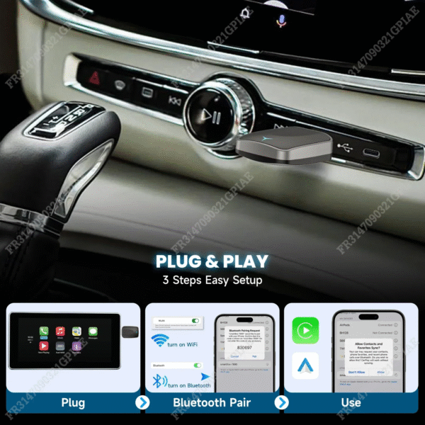 2025 NEW 2 in 1 Wireless Carplay AI Box Android Auto Plug and Play Applicable to Convert Original Car Wired Carplay to Wireless – Image 4