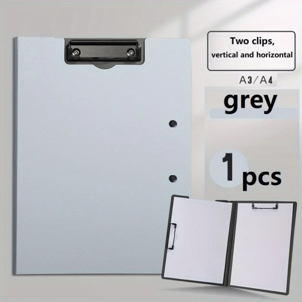 1Pcs A4 Profile Clipboard Double Clip Clip Board 100 Sheets Office Documents Organizer Writing Pad Paper Storage A4 File Folders – Image 11