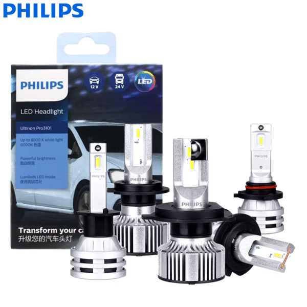 Philips LED H1 H3 H4 H7 H11 Ultinon Pro3101 12V/24V 6000K Bright White HB3 9005 HB4 9006 HIR2 9012 Auto Headlight LED Lamps, 2X – Image 2