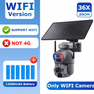 4K 8MP 36X Zoom 4G Solar Camera Dual Lens Dual PIR Humanoid Tracking Outdoor PTZ Security Cameras 12000Ma Batterys