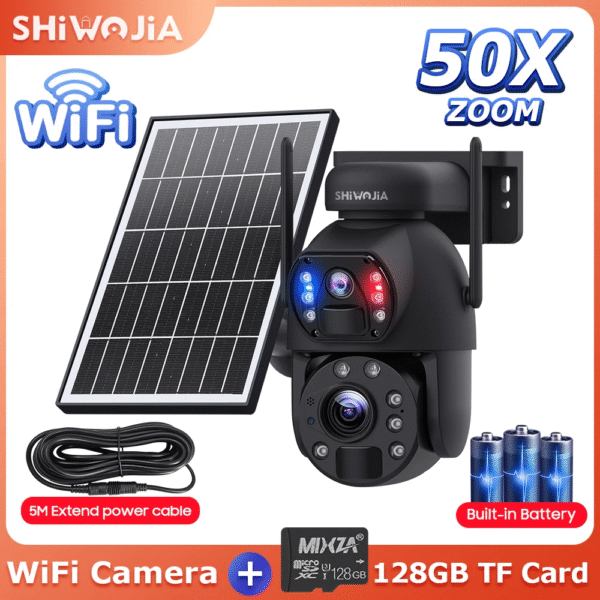 SHIWOJIA 50X ZOOM 12MP 4G Sim Solar Camera Outdoor 360° Wireless WIFI Battery Security Cameras Solar Panel PIR Night Vision – Image 9