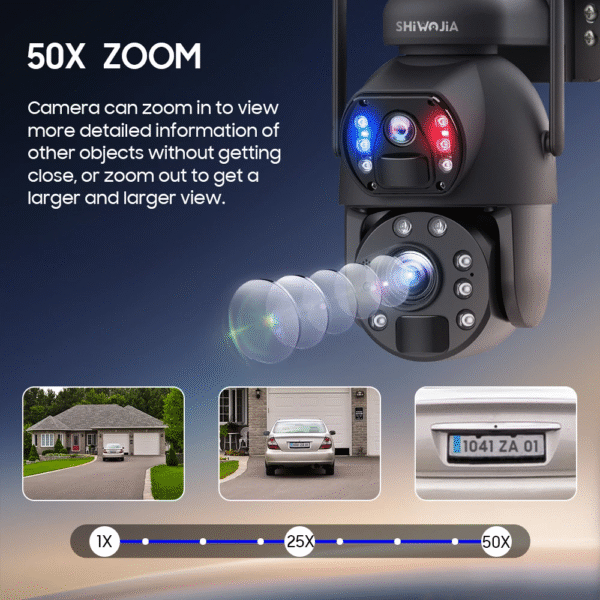 SHIWOJIA 50X ZOOM 12MP 4G Sim Solar Camera Outdoor 360° Wireless WIFI Battery Security Cameras Solar Panel PIR Night Vision – Image 3