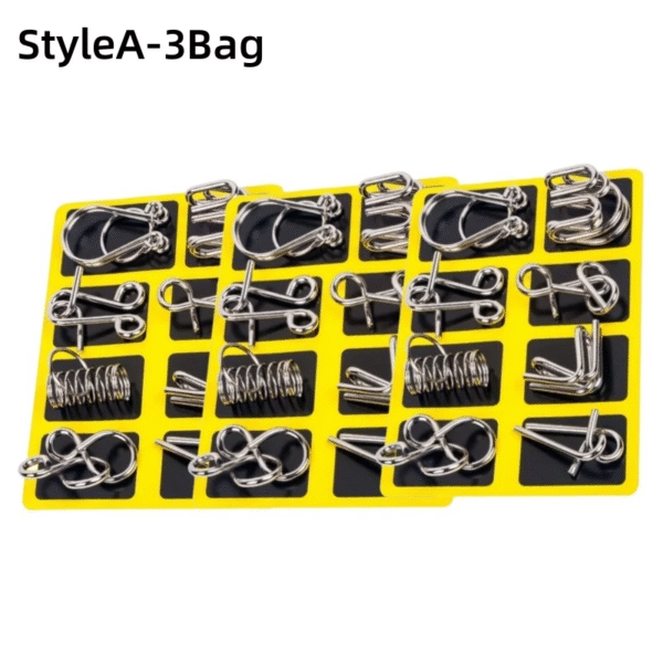 8Pcs/Set Metal Montessori Puzzle Wire IQ Mind Brain Teaser Puzzles Children Adults Interactive Game Reliever Educational Toys – Image 10