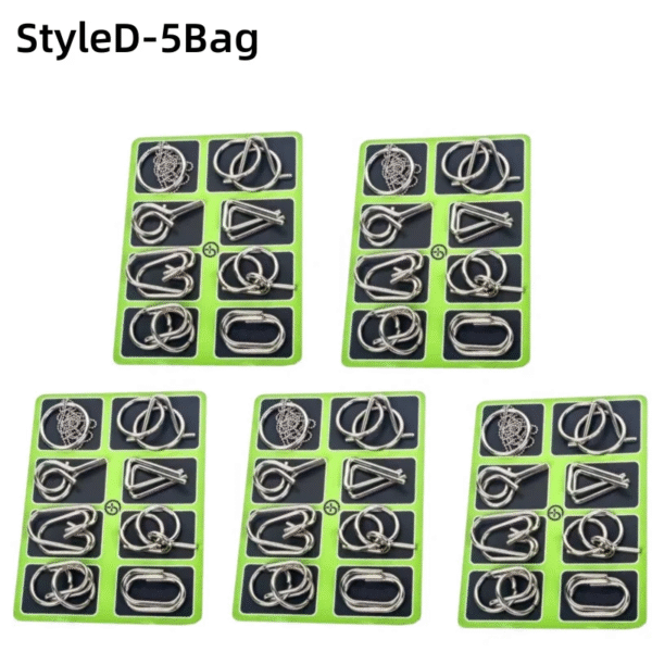 8Pcs/Set Metal Montessori Puzzle Wire IQ Mind Brain Teaser Puzzles Children Adults Interactive Game Reliever Educational Toys – Image 19