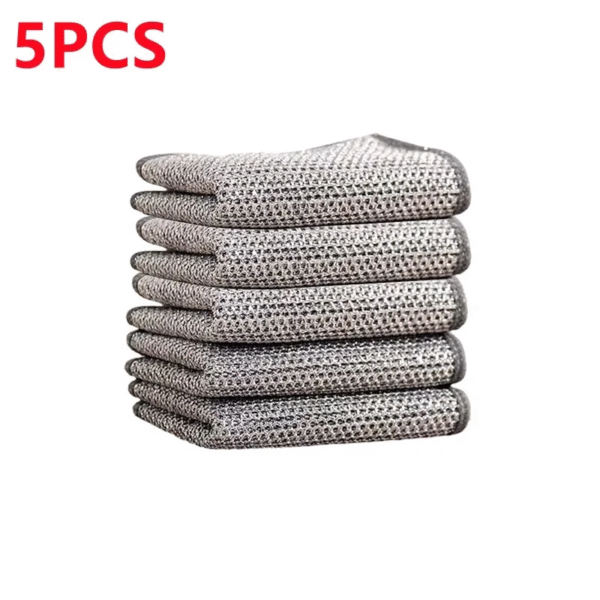 10Pcs/5/1Pc Magic Steel Wire Cleaning Cloths Double -Sided Metal Wires Rags Kitchen Dish Pot Washing Cloth Towel Clean Tool – Image 8