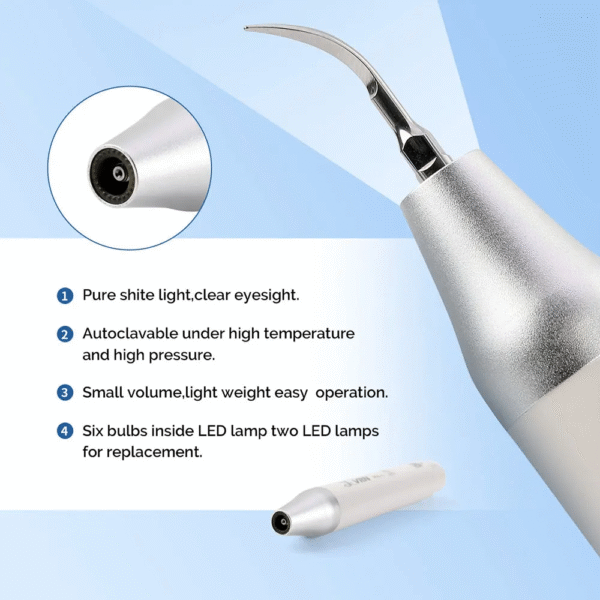 Dental Ultrasonic Scaler Oral Cleaning Dental Calculus Smoke Stains Scaler Teeth Perio Scaling with LED Handpiece Tip – Image 6