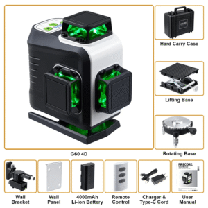 360 Laser Level 16 Lines 4D Self-Leveling Horizontal&Vertical Cross Lines Super Powerful Green Laser Level Tool G60