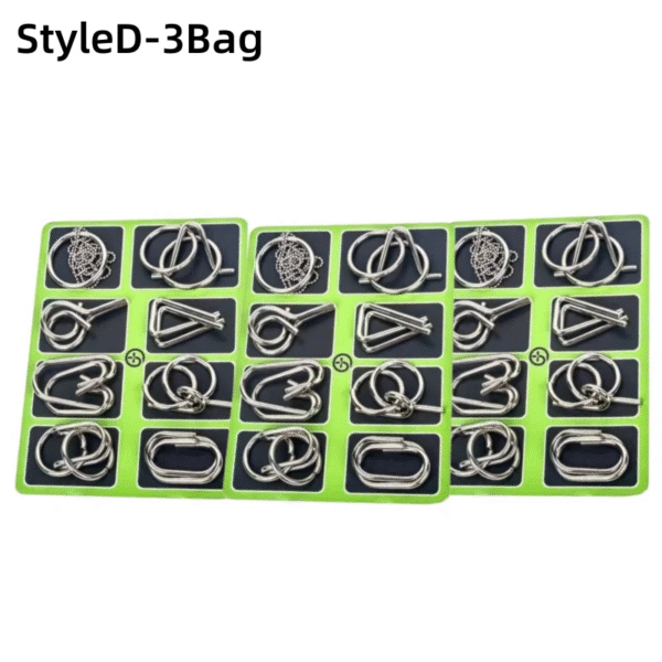 8Pcs/Set Metal Montessori Puzzle Wire IQ Mind Brain Teaser Puzzles Children Adults Interactive Game Reliever Educational Toys – Image 14