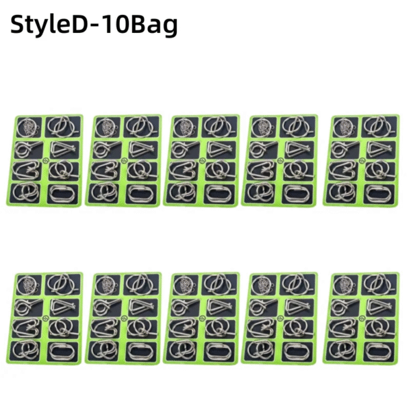 8Pcs/Set Metal Montessori Puzzle Wire IQ Mind Brain Teaser Puzzles Children Adults Interactive Game Reliever Educational Toys – Image 20