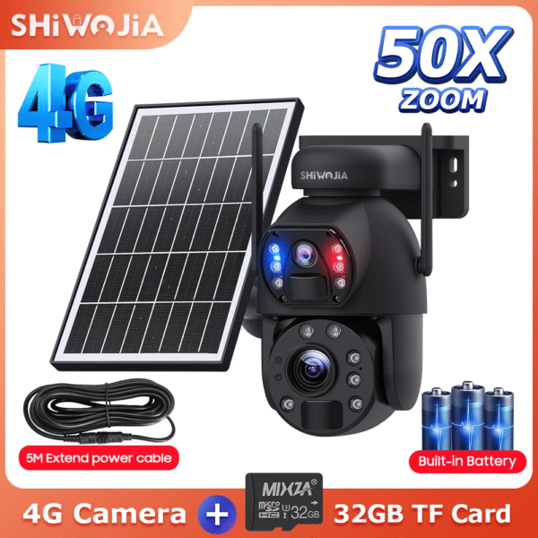 SHIWOJIA 50X ZOOM 12MP 4G Sim Solar Camera Outdoor 360° Wireless WIFI Battery Security Cameras Solar Panel PIR Night Vision – Image 11
