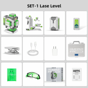 Professional Laser Level 4D 16 Lines ±2Mm High Accuracy Green Cross Line Laser & 8000Mah Li-Ion Battery for Construction