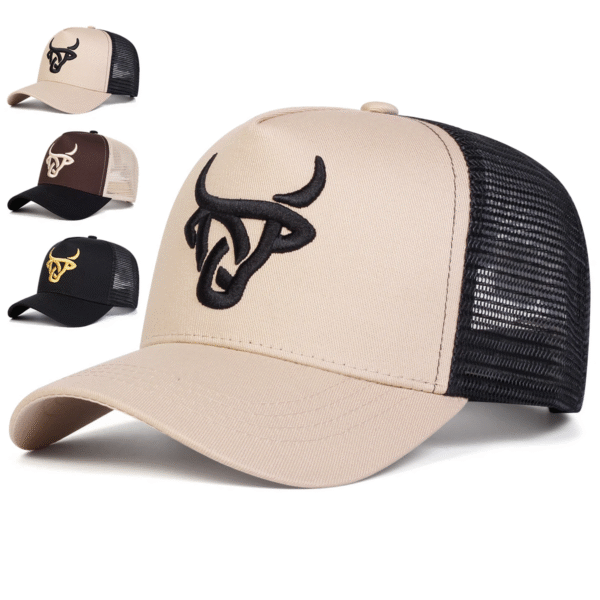 Unisex Ox Head Embroidery Baseball Net Caps Outdoor Adjustable Spring and Summer Casual Sunscreen Hat – Image 2