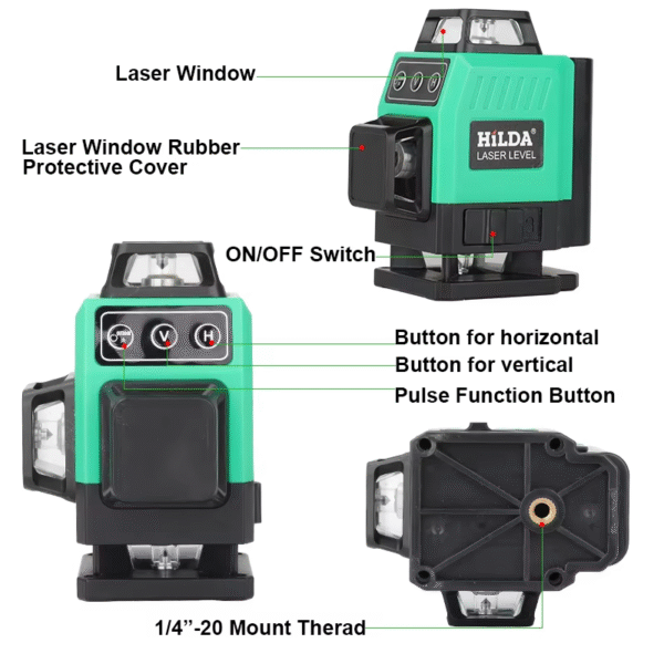 12/16 Lines Level Self-Leveling 360 Horizontal and Vertical Cross Super Powerful Green Portable Laser Optical Instrument – Image 3