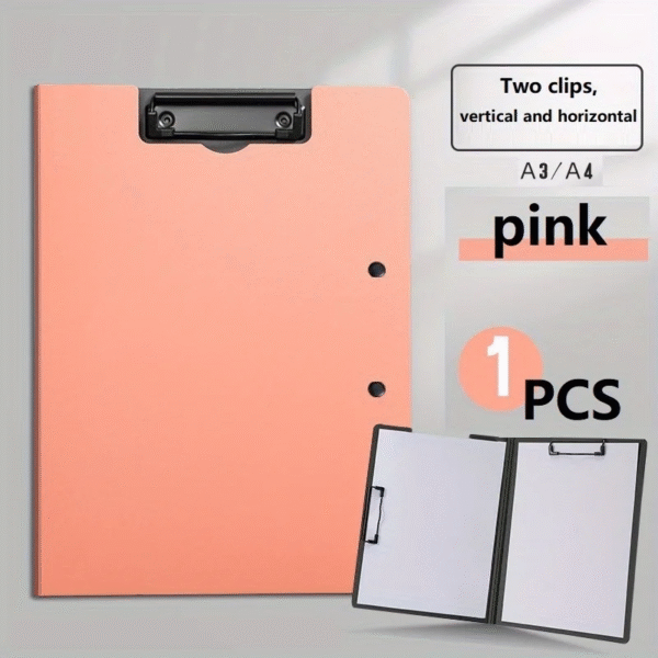 1Pcs A4 Profile Clipboard Double Clip Clip Board 100 Sheets Office Documents Organizer Writing Pad Paper Storage A4 File Folders – Image 10