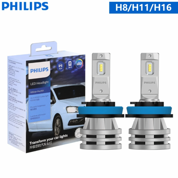 Philips LED H1 H3 H4 H7 H11 Ultinon Pro3101 12V/24V 6000K Bright White HB3 9005 HB4 9006 HIR2 9012 Auto Headlight LED Lamps, 2X – Image 9