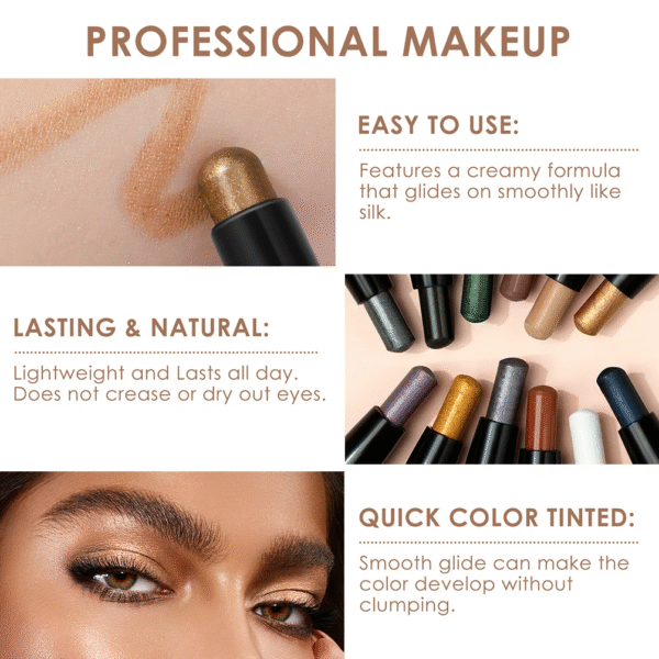 Pearlescent Silkworm  Pen Waterproof  Pencil Glitter Matte Nude Gold Eye Shadow Pen Pigment Cosmetics – Image 5