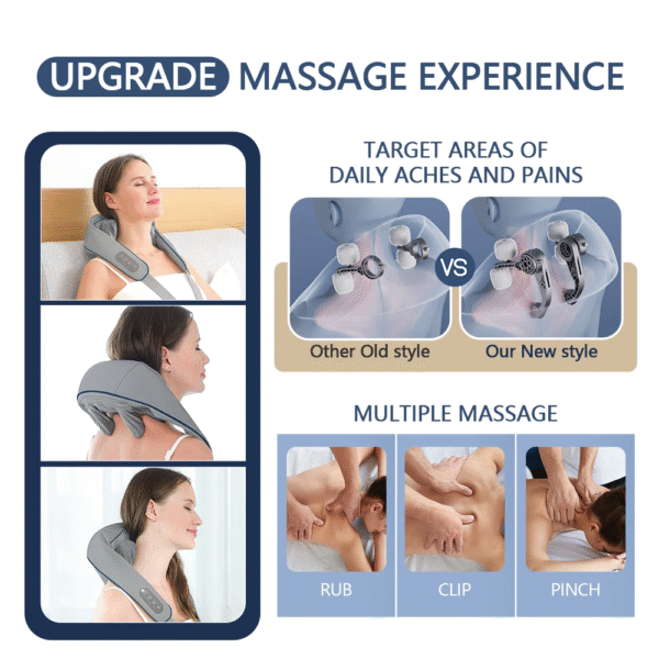 Wireless Neck and Back Massager Neck and Shoulder Kneading Massage Shawl Neck Cervical Relaxing Trapezius Massager – Image 3