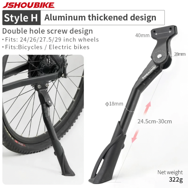 JSHOUBIKE Adjustable Bicycle Kickstand Aluminium Alloy Mtb/Snow/Folding Bike/Electric Vehicle Bicycle Side Footrest 24-29 Inch