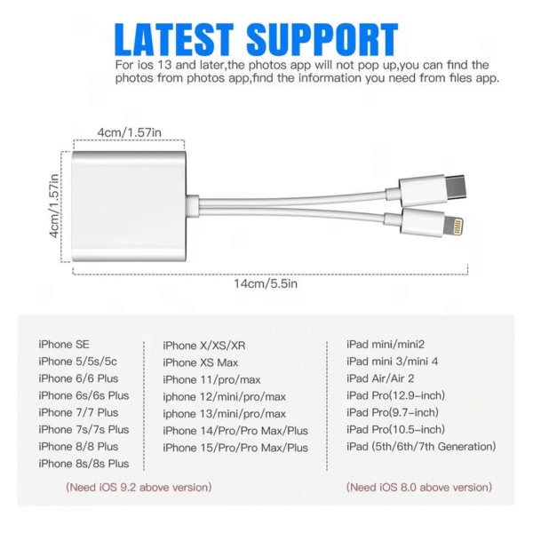 2-In-1 Card Reader, Lightning & USB-C SD/TF Card Adapter, Dual Slot Multi-Card Reader, Plug & Play for Iphone Samsung Xiaomi – Image 3