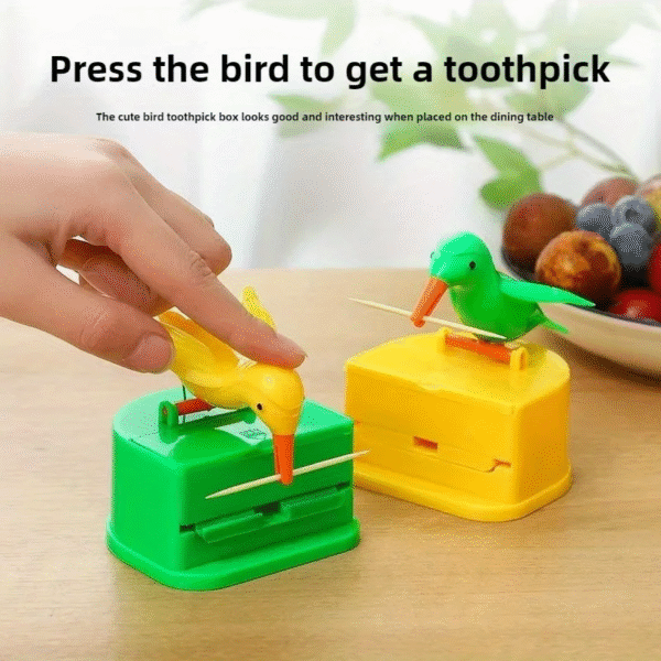 1Pc Cute Bird-Shaped Toothpick Dispenser - Durable PP Plastic Easy Press-To-Open for Home Room Party Storage Fun Gift Idea – Image 4