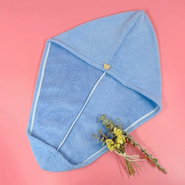 1Pc Anti-Frizz Microfiber Hair Towel with Button Quick Drying &Super Absorbent – Image 10