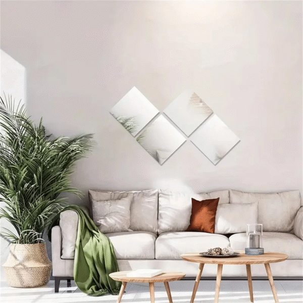 1/3/5Pcs Elegant Acrylic Square Mirror Tray Set - 8Inch Perfect for Weddings, Showers & Birthdays - Ideal Table Centerpiece & D – Image 2