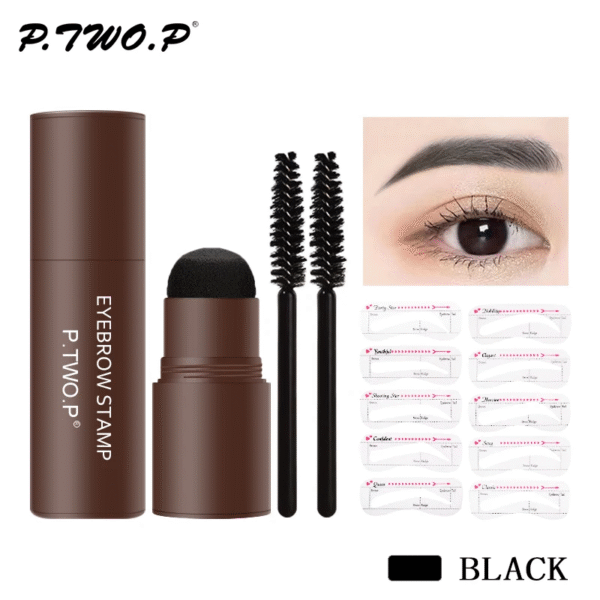 PTWOP One Step Eyebrow Stamp Shaping Kit Set Waterproof Women Makeup Brows Stencil and Kit Tattoo Eyebrow Brush Shipping Free – Image 11