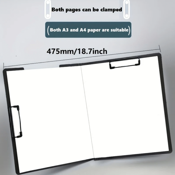 1Pcs A4 Profile Clipboard Double Clip Clip Board 100 Sheets Office Documents Organizer Writing Pad Paper Storage A4 File Folders – Image 7