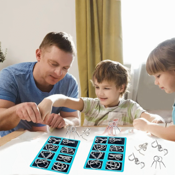 8 Pcs Montessori Series Metal Educational Toys Intelligence Interactive Game Unlock Widgets Kids Stress Relief Unique Toy – Image 7