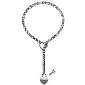 Fashion Womens Slip Chain Necklace Heart O-Ring Rock Cuban Long Necklace Adjustable Heart Shaped Lock Core with Key 2024 New