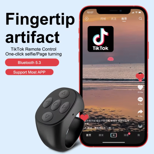 2025 Bluetooth Tiktok Remote Control Ring Gadget Flipping Selfie Fingertip Controller Give Likes 4 Buttons 10M for Iphone Xiaomi – Image 3