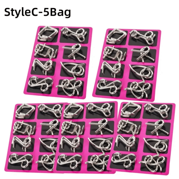 8Pcs/Set Metal Montessori Puzzle Wire IQ Mind Brain Teaser Puzzles Children Adults Interactive Game Reliever Educational Toys – Image 16