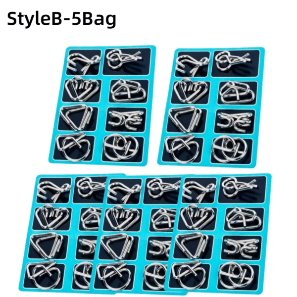 8Pcs/Set Metal Montessori Puzzle Wire IQ Mind Brain Teaser Puzzles Children Adults Interactive Game Reliever Educational Toys – Image 22