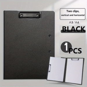 1Pcs A4 Profile Clipboard Double Clip Clip Board 100 Sheets Office Documents Organizer Writing Pad Paper Storage A4 File Folders