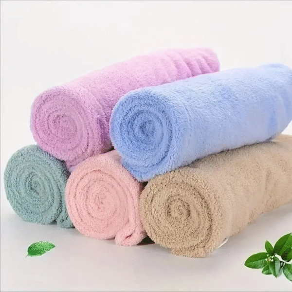 1Pc Anti-Frizz Microfiber Hair Towel with Button Quick Drying &Super Absorbent – Image 5